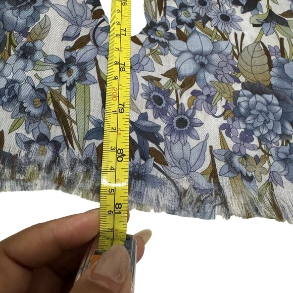 Vtg style Unbranded Womens Blue Floral Boho Lightweight Sheer Scarf Wrap Shawl - Picture 5 of 6